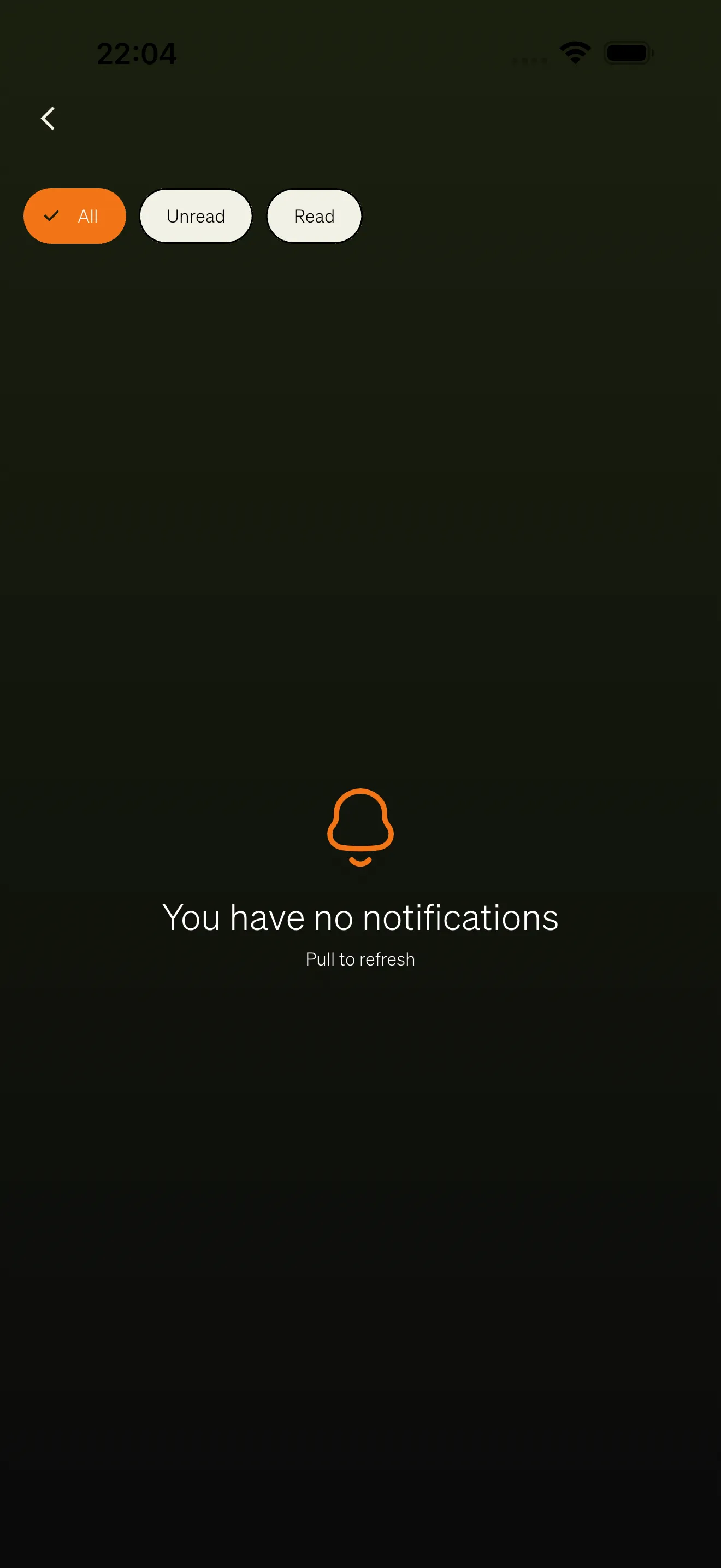 The notifications overview showing a filterable list of notifications with unread indicators.