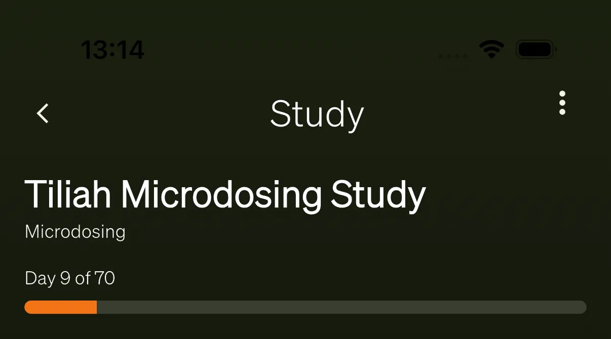 A close-up of the study progress header showing the day count and progress bar.